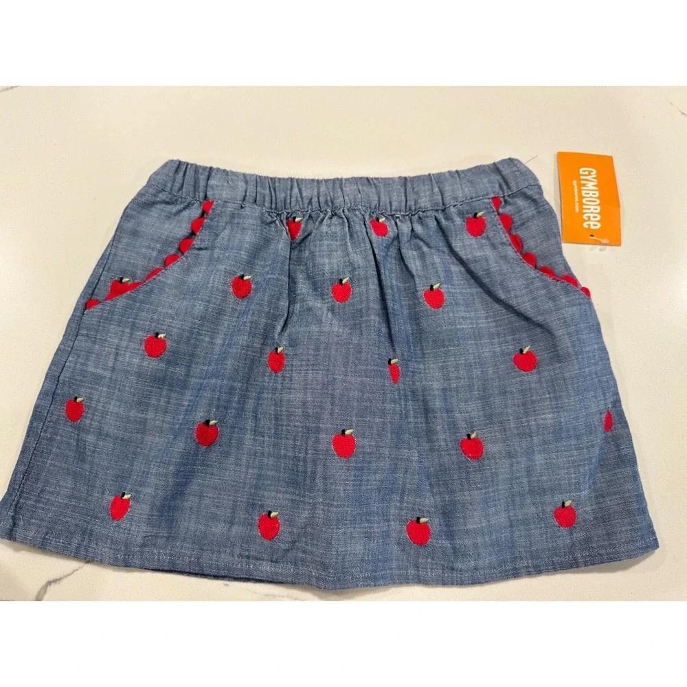 Gymboree Toddler Girls Apple Embroidered Chambray Skort Blue 3T 3048739 NWT